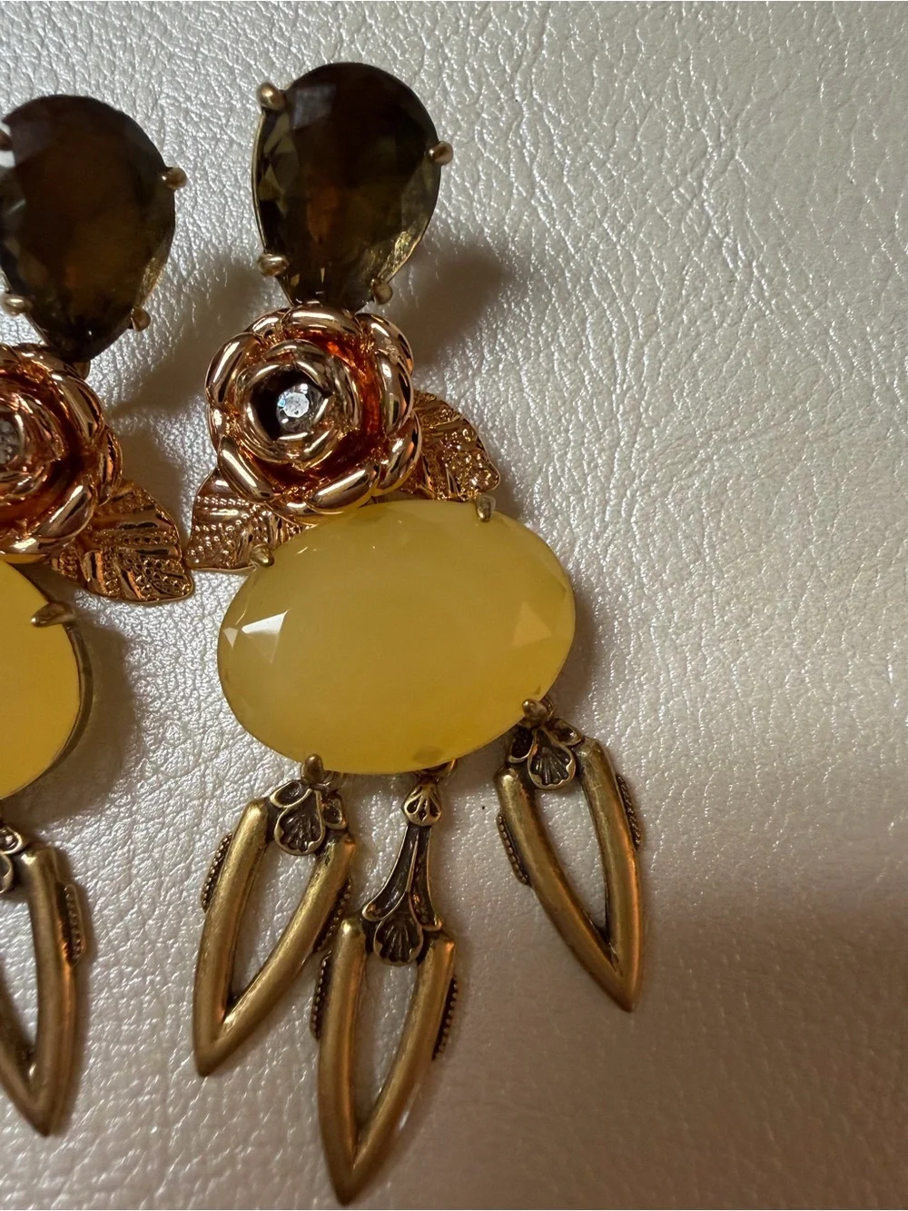 J. Crew Gold-Tone Yellow Drop Floral Dangle Earrings